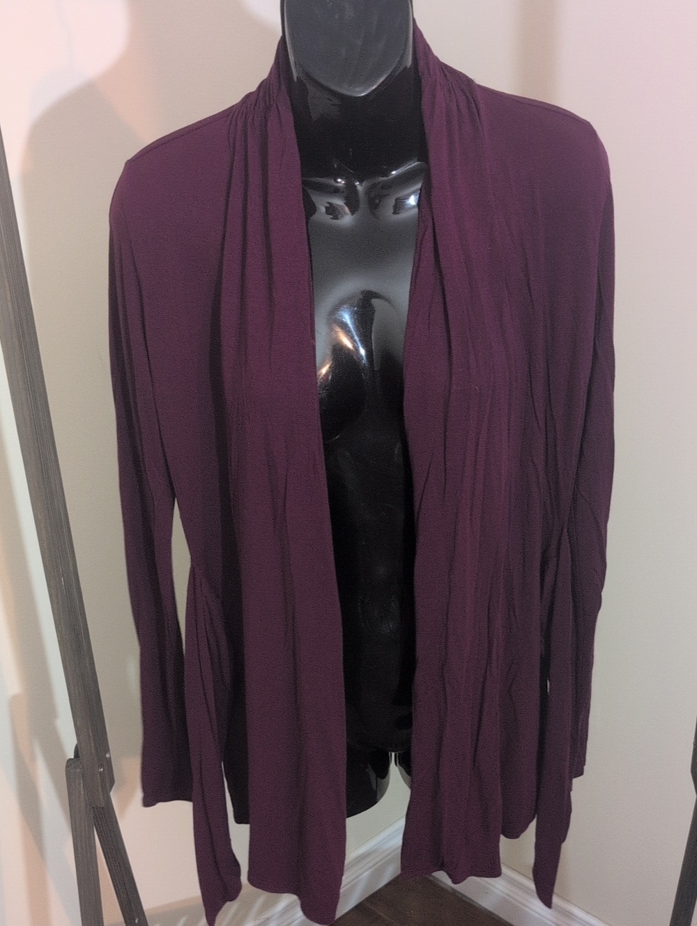Women's Deep Plum Tie-Waist Wrap Sweater Cardigan - Picture 5 of 10